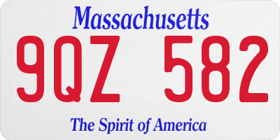 MA license plate 9QZ582