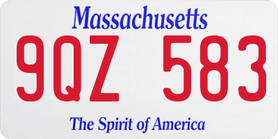 MA license plate 9QZ583