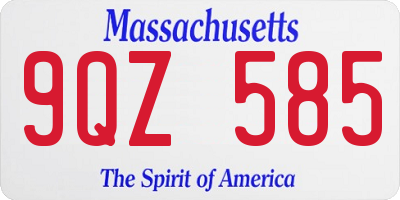 MA license plate 9QZ585