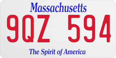 MA license plate 9QZ594