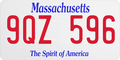 MA license plate 9QZ596