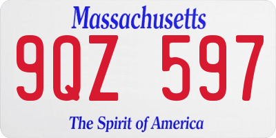MA license plate 9QZ597