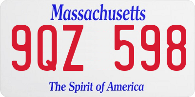 MA license plate 9QZ598