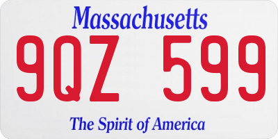 MA license plate 9QZ599