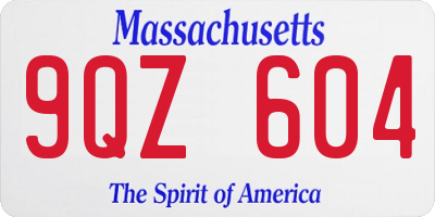 MA license plate 9QZ604
