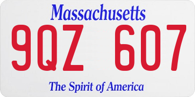 MA license plate 9QZ607