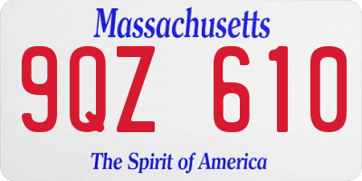 MA license plate 9QZ610