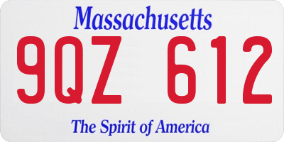 MA license plate 9QZ612