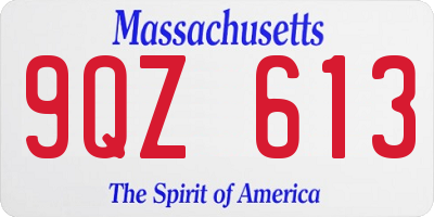 MA license plate 9QZ613