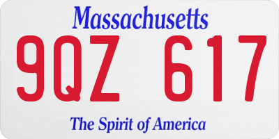 MA license plate 9QZ617