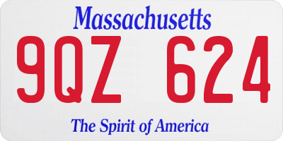 MA license plate 9QZ624