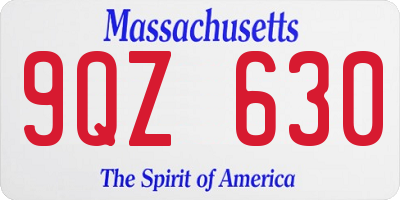 MA license plate 9QZ630