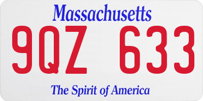 MA license plate 9QZ633