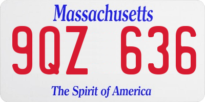 MA license plate 9QZ636