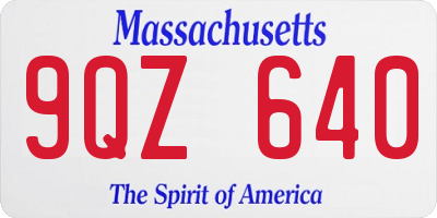 MA license plate 9QZ640