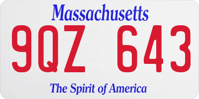 MA license plate 9QZ643