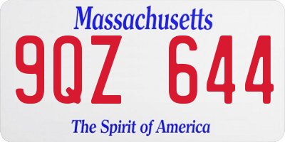 MA license plate 9QZ644