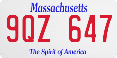 MA license plate 9QZ647