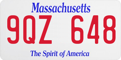 MA license plate 9QZ648
