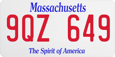 MA license plate 9QZ649