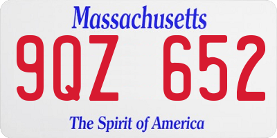 MA license plate 9QZ652