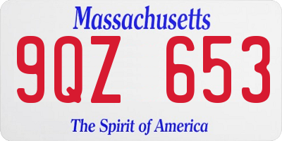 MA license plate 9QZ653