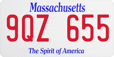 MA license plate 9QZ655