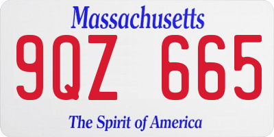 MA license plate 9QZ665