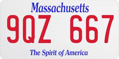 MA license plate 9QZ667