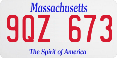 MA license plate 9QZ673