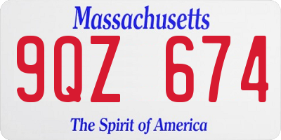 MA license plate 9QZ674