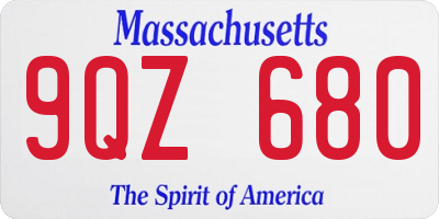 MA license plate 9QZ680