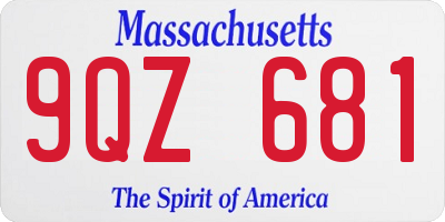 MA license plate 9QZ681