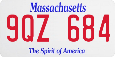 MA license plate 9QZ684