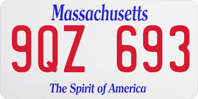 MA license plate 9QZ693