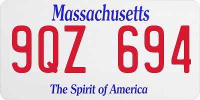 MA license plate 9QZ694