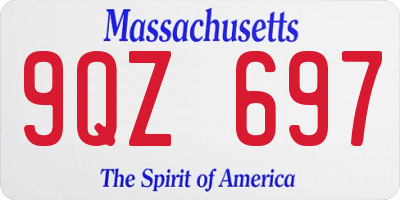 MA license plate 9QZ697