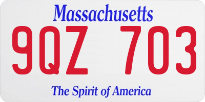 MA license plate 9QZ703