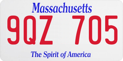 MA license plate 9QZ705