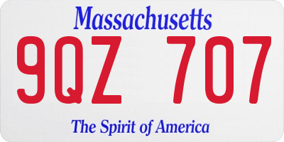 MA license plate 9QZ707