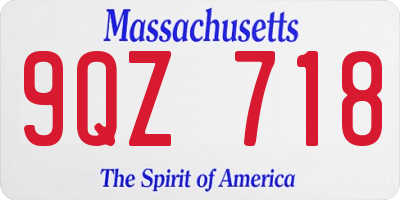 MA license plate 9QZ718