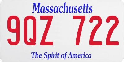 MA license plate 9QZ722