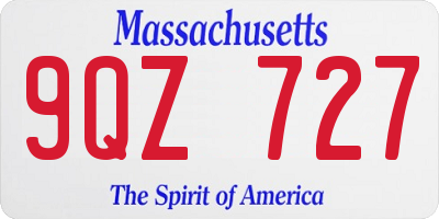 MA license plate 9QZ727
