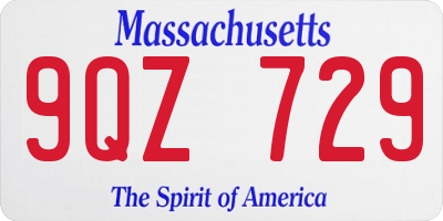 MA license plate 9QZ729