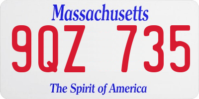 MA license plate 9QZ735