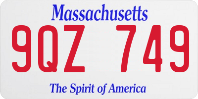 MA license plate 9QZ749