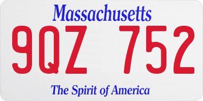 MA license plate 9QZ752