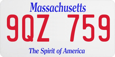 MA license plate 9QZ759