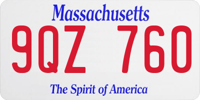 MA license plate 9QZ760