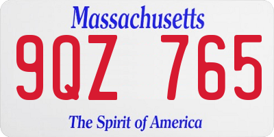 MA license plate 9QZ765